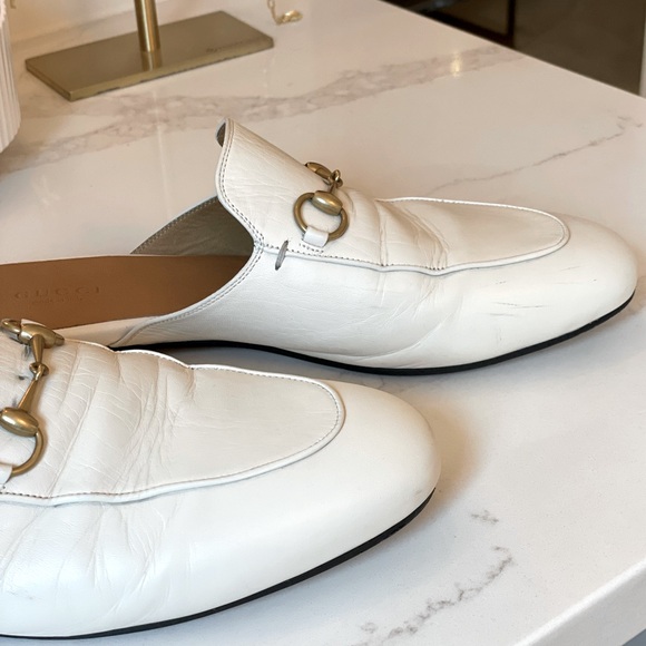 Gucci WOMEN'S PRINCETOWN SLIPPER in white leather - Picture 9 of 11